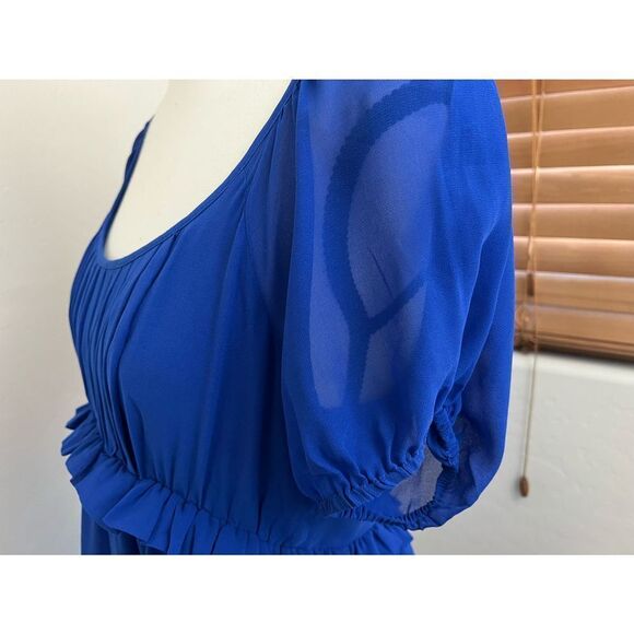 Arden B Royal blue organza dress with crochet bottom trim size M - Picture 4 of 6
